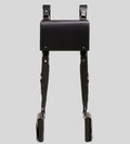 back view of black leather shoulder harness with silver hardware
